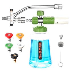 Selkie Foam Cannon with Double Tip Attachment,Adjustable Pressure Washer Foam Blaster with with Dual-Connector Accessory,5 Power Washer Sprayer Nozzles, 1/4