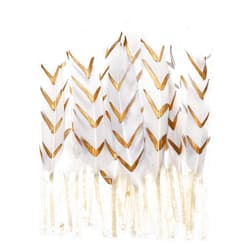 AWAYTR 50pcs Gold Goose Feathers 4-6 inch for Crafts Dream Catcher Weeding Birthday Party Decor Feather (White & Gold)