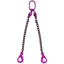 US Cargo Control 9/32 Inch x 5 Foot Adjustable 2-Leg Chain Sling with Self-Locking Hook Grade 100 Alloy Steel Overhead Lifting Sling for Large and Heavy Cargo