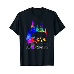 North Country New York Designs and Gifts Adirondacks - New York - Bear in Wilderness - Adirondacks T-Shirt