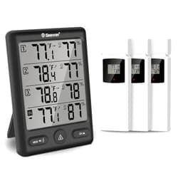 Geevon Indoor Outdoor Thermometer Wireless with 3 Remote Sensors, Digital Hygrometer Thermometer, Wireless Temperature Humidity Monitor Gauge with 200FT/60M Range (Black)