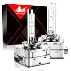 WinPower D1S Xenon HID Headlight Bulb, 6000K Cool White 35W Metal Stents Base High Low Beam Replacement Lights, Pack of 2