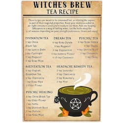 TammieLove Witches Brew Tea Recipe Poster Metal Tin Sign 8X12 inch