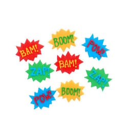 Global Sugar Art Super Power Comic Book Action Words Edible Kosher Royal Icing Decorations for Cakes, Cupcakes and Cookies, 24 Count by Global Sugar Art