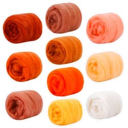 Mayboos 10 Colors Fiber Wool, Fiber Wool Yarn Roving, Spinning Wool Roving for Needle Felting, DIY Hand Spinning, Needle Felting Wool Craft, 3g/Color (Warm Colors)