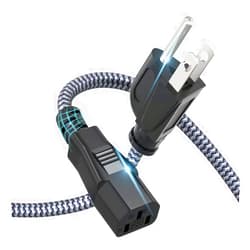 Goalfish Power Cord, Goalfish 10A 18AWG AC Power Cable 10FT(3m) Nylon Braided 3 Prong Power Cord Replacement Power Cable UL Certified for Computer, TV, Monitor, Printer, PC, Projector, Power Supply