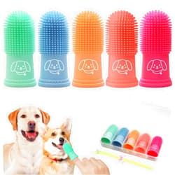 Powerfeng Dog Finger Toothbrush for Pet: Puppy Teeth Brushing Kit - Doggie Dental Cleaning Fingertip Fingerbrush