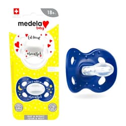 Medela Baby Pacifier | Day and Night Glow in The Dark | 18+ Months | 2-Pack, Lightweight | BPA-Free | Supports Natural Suckling | Eat Local and 24/7 Milkbar