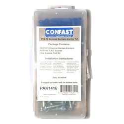 CONFAST® #14-16 Plastic Conical Blue Bantam Drywall Wall Anchor Kit PAK1416, Includes (100) Anchors, (100) Screws and (1) Drill bit (201 Pieces)