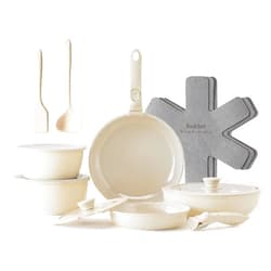Redchef 16pcs Ceramic Pots and Pans Set Non Stick, Nonstick Kitchen Cookware Set with Detachable Handle, Non Toxic, PFAS PFOA & PTFE Free, RV Ceramic Cookware Set for Camping, Dishwasher/Oven Safe