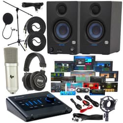 LyxPro Quantum ES2 2x2, 24-bit / 192 kHz USB-C Audio Interface with New Designed Eris E3.5 Creative Reference Multimedia Monitors and with Newest Version Studio One Artist Software Pack
