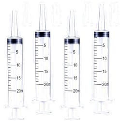 LabAider 4 Pack 20mL Syringe for Liquid with Tip Cap, Individually Sterile Sealed Large Plastic Liquid Syringes with Measurement for Oral, Labs, Measuring, Feed Pets, Medical Student, Oil or Glue Applicator