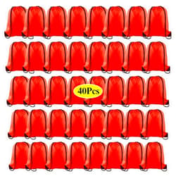 KUUQA 40Pcs Red Drawstring Backpack Bags Sack Drawstring Bags Bulk String Backpack Storage Bags for Sport Gym Traveling