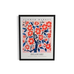 HomeArtPrint Delaware Flower Market Poster Art Print Botanical Wall Art Painting, Pastel Floral State Decor for Living Room and Bathroom 37 (Delaware Flower Market, 8 x 10 inches, Unframed)