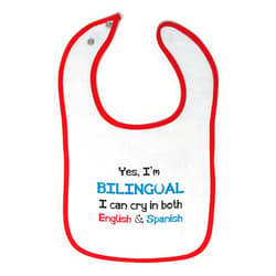 Cute Rascals Toddler & Baby Bibs Burp Cloths Funny Yes I'm Bilingual Can Cry in Both English & Spanish Baby Cotton Baby Items for Baby Girl & Boy White Red Design Only