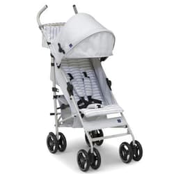 Delta Children babyGap Classic Stroller - Lightweight Stroller with Recline, Compact Fold & Removable Parent Organizer - Made with Sustainable Materials, Grey Stripes