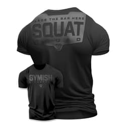 Gymish Lifestyle Squat Squad Rubber Back Protection Layer Gym Workout Shirt for Men