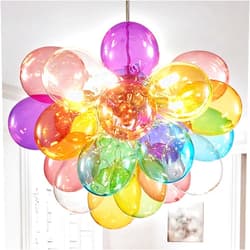 Zonsbin Mini Chandelier Bubble Ball Chandelier Lighting Colorful Chandeliers Small 5 Light Chandelier with Multicolor Glass Balls Pendant Light Fixtures