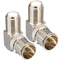 Onelinkmore F Male to Female Right Angle Coax connectors Type F Adapters Push on Coaxial Quick Connect RG6 Connectors for Wall Mounted TV,Wall Plate, Cabinet, RV TV and Coaxial Cable Connection Pack of 2