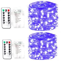 Smacen 2 Pack 16.4 Ft 50 Led Black Light Fairy Lights, UV Fairy Lights Battery Operated with Remote & Timer, 8 Modes UV Black String Lights for Glow Party Body Paint Halloween Décor
