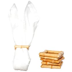 JUSTEMI Bamboo Napkin Rings,Napkin Ring Set of 6,Handmade Natural Napkin Holder Ring for Table Decoration （Square）