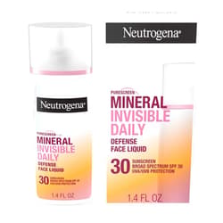 Neutrogena Purescreen+ Invisible Daily Defense Mineral Sunscreen for Face with SPF 30, Broad Spectrum Mineral Sunscreen with Vitamin E, Water Resistant, Fragrance-Free, 1.4 fl. oz