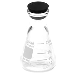 Corning Pyrex® #4980-25, 25ml Narrow Mouth Erlenmeyer Flask with Rubber Stopper (Pack of 12)