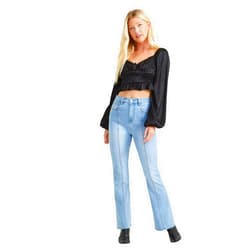 ALTAR'D STATE Women's Kayla Star Print Flare Jeans, High Waisted Light Wash Blue Denim, Size 25