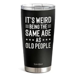 SANDJEST Funny Tumbler 20oz, Stainless Steel Travel Cup with Lid, It's Weird Being the Same Age as Old People Insulated Coffee Mug, Funny Gifts for Men Friends Dad Grandfather on Birthday Christmas