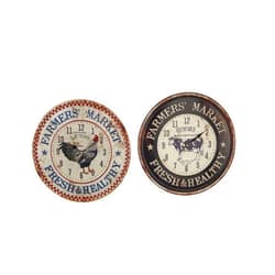 Deco 79 Farmhouse Metal Animals Wall Clock, Set of 2 16