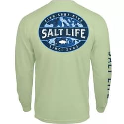 Salt Life Men's Atlas Badge Long Sleeve Crew Neck Tee Seafoam X-Large