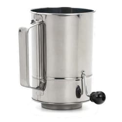 RSVP International Endurance® Stainless Steel Crank Style Flour Sifter, 5 Cup | Sift Flour & Dry Ingredients for Baking | Manual Crank | Dishwasher Safe,Silver