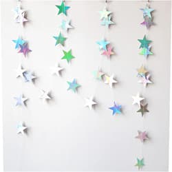 Eeatour Iridescent Shining Star Hanging Garland Iridescent Hanging Sparkling Star Streamer Glitter Star Bunting Banner Twinkle Star Backdrop for Wedding Baby Shower Birthday Christmas Decorations 40 Feet