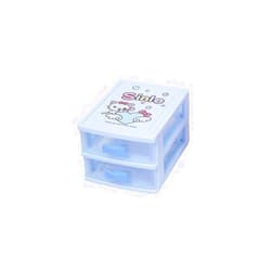 WQURC Lovely Receiving Storage Box With Multi-layers Desktop Receiving Drawers With Blue Bowknot Handle (Two layers (7.06 x 5.22 x 4.17 inches))