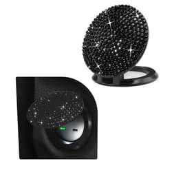 Povtii Car Start Stop Button Cover, Anti-Scratch Bling Push Start Button Ignition Protective Cover, Rhinestone Crystal Car Engine Button Decoration Protector, Car Accessories (Black)