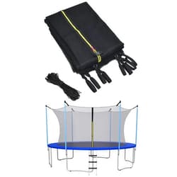 Giantex Trampoline Safety Net w/Adjustable Straps, 8 10 12 14 15 16Ft Weather-Resistant Replacement Enclosure Net with Double-Headed Zipper, Protection Buckle, Poles Not Included