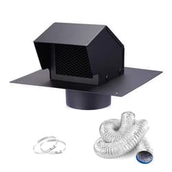 HOMEE 4 Inch Roof Vent Cap,Roof Vent Kit with 5 FT Aluminum Ducting and Duct Clamps, Removable Roof Exhaust Vents for Houses, Home Ventilation System