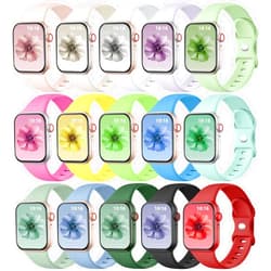 GEAK 15 Pack Compatible with Apple Watch Band for Women Men 40mm 38mm 41mm 49mm 45mm 44mm 42mm, Silicone Sport Replacement Strap Compatible for iWatch Bands for Women Ultra Series 9 8 7 6 5 4 3 2 1 SE