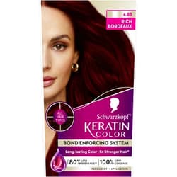 Schwarzkopf Keratin Color Permanent Hair Color, 4.8 Rich Bordeaux, 1 Application - Salon Inspired Permanent Hair Dye, for up to 80% Less Breakage vs Untreated Hair and up to 100% Gray Coverage