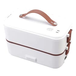 Arsor Electric Lunch Box Food Heater, 300 W High Power Warmer 0.8L Double Layer Heated with Silicone Handle, 20 Minutes Rapid Heating, Anti Dry Burning, Self Heating for Car(US)