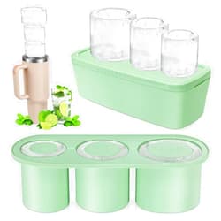 PADONISE Ice Cube Tray for Stanley Cup Tumbler 20-40 oz,Tumbler Ice Mold With Lid and Bin for Ice Chilling Cocktails, Juice, Whiskey, Drinks, Coffee, Tea, Easy Fill and Release Ice Maker Summer Gifts