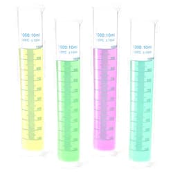 Bekith 4 Pack 1000ml Plastic Graduated Cylinder with Stable Base, Plastic Measuring Cylinder 2-Sided Marking Lab Cylinders, Clear Measuring Cylinder for Science Projects, Laboratory Supplies