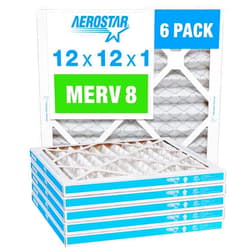 Aerostar 12x12x1 Air Filter MERV 8 - 6 Count - Removes Dust Mites, Lint, Mold, Pet Dander & Allergy-Causing Pollen - Pleated Electrostatic MPR 600 & FPR 5 Furnace Air Filters