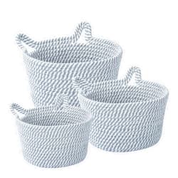LUSCREAL Cotton Rope Baskets for Storage (Grey, Small Size 2-Pack, Medium Size 1-Pack)