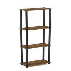 Furinno Turn-N-Tube 4-Tier Multipurpose Shelf Display Rack, Square Tube, Columbia Walnut/Black