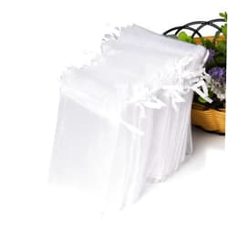 Hopttreely White Sheer Organza Gift Bags, 4x4.72 Pouches Candy Jewelry Wedding Party Favor Present Bags Wrapping Supplies 50PCS