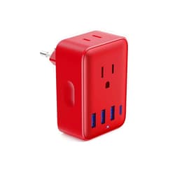 Feob European Travel Plug Adapter USB C, 45W International Power Plug with 2 AC Outlets,1 USB C and 3 USB A Port, 6-in-1 Type C Power Adapter Charger for US to Most of Europe EU Spain Italy France Germany