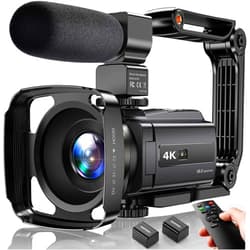 ZNIARAKL 4K Video Camera Camcorder 48MP UHD WiFi IR Night Vision Vlogging Camera for YouTube 16X Digital Zoom Touch Screen Camera Recorder with Microphone, Handheld Stabilizer, Lens Hood, Remote,2 Batteries