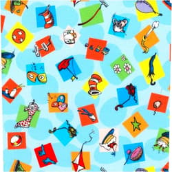 Generic Robert Kaufmann Celebrate Seuss! ADED 22859 203 Blue Block Toss 100% Cotton Fabric