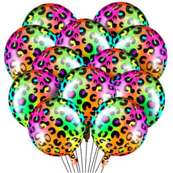 BBTO 12 Pcs 18 Inch Neon Rainbow Leopard Birthday Foil Balloons Color Cheetah Birthday Balloons Cheetah Birthday Decorations Neon Rainbow Leopard Decorations Supplies for Birthday Party